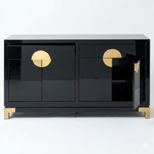 Orient Black Lacquer Gold Buffet