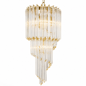 Murano Crystal Brass Large Chandelier