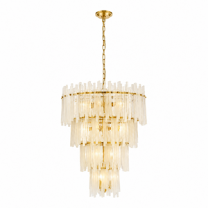 Lumiere Frosted Glass Brass Chandelier