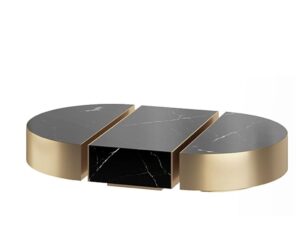 Eclipse Nero Marquina Brass Marble Coffee Table