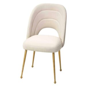 Celine Ivory Velvet Brass Dining Chair