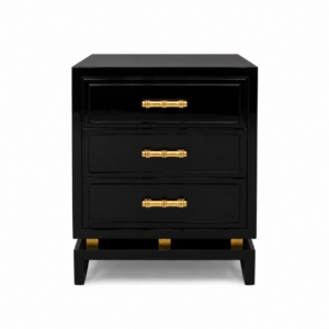 Marcus Black Lacquer Brass Bedside Table