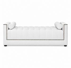 Essex White Velvet Bronze Bench