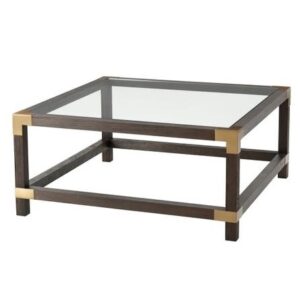 Royalton Brown Oak Brass Square Coffee Table