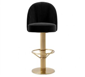 Belair Black Velvet Brass Counter Stool