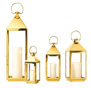 Regency Gold Glass Lantern Set