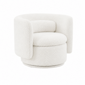 Alessandro White Boucle Swivel Armchair