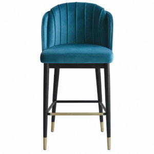 Bernhardt Teal Velvet Gold Counter Stool