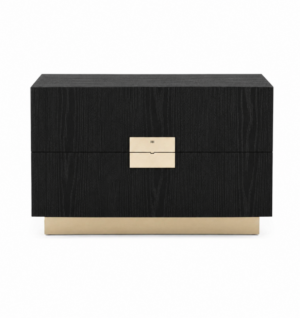 Porto Black Oak Gold Bedside Table