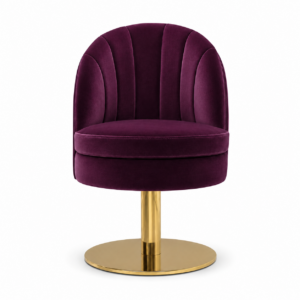 Seville Aubergine Velvet Brass Swivel Dining Chair