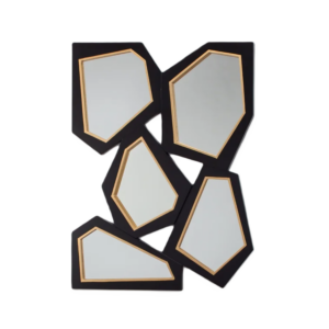 Rivera Black Lacquer Brass Wall Mirror