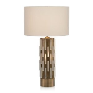 Preston Brass Table Lamp with Beige Linen Shade