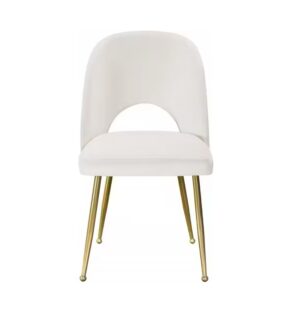 Cliff White Velvet Brass Dining Chair