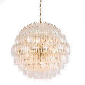 Vertier Brass Fluted Glass Chandelier