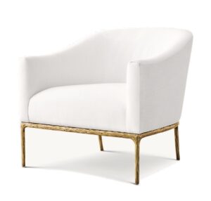 Harlow White Linen Brass Armchair