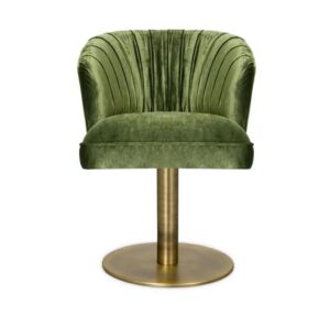 Gabby Green Velvet Brass Swivel Dining Chair