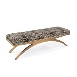 Cipriani Leopard Velvet Brass Bench