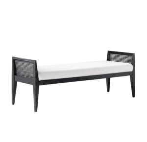 Carver White Linen Black Oak Bench