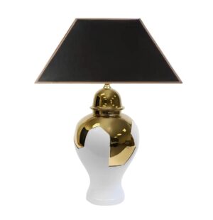 Visionaire Gold White Ceramic Lamp with Black lamp shade