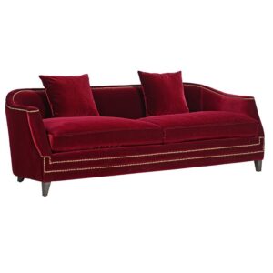 Sauvage Red Velvet Brass Sofa 245cm