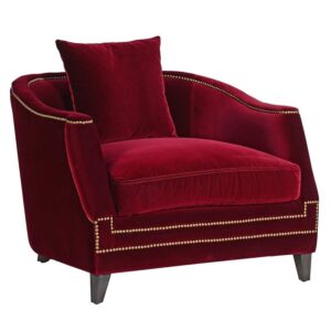Sauvage Red Velvet Brass Armchair Sofa