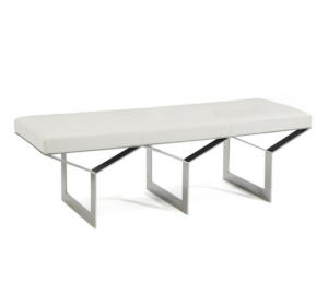 Traverse White Velvet Chrome Bench