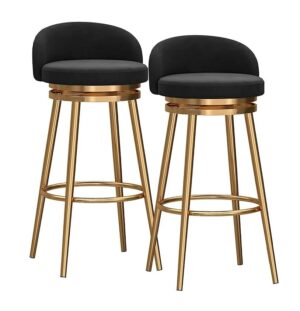 Arcadia Black Velvet Brass Counter Stool