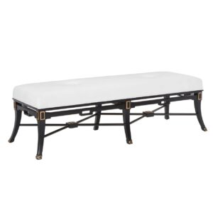 Alderon White Linen Black Gold Bench
