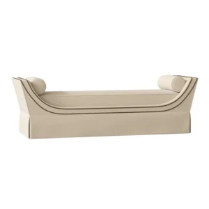 Gabrielle Beige Linen Bronze Bench