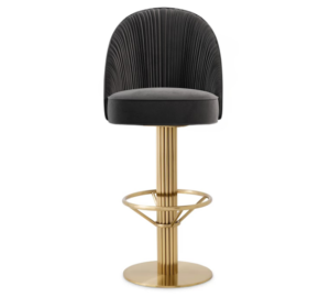 Belair Charcoal Velvet Brass Swivel Counter Stool