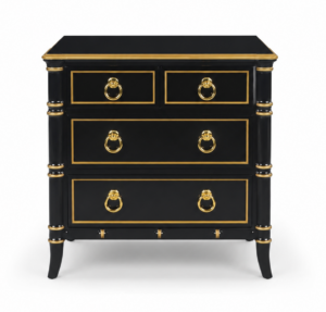 Brighton Black Lacquer Gold Bedside Table
