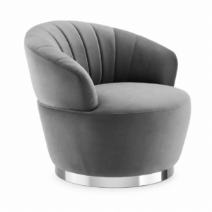 Helmut Grey Velvet Chrome Swivel Chair