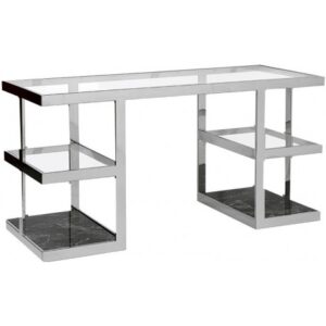 Quatro Black Mable Nickel Console