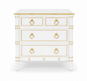 Brighton White Lacquer Gold Bedside Table