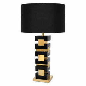 Avenue Black Marble Brass Lamp with Black Shade