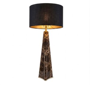 Grande Emperador Marble Brass Lamp with Black Shade 106.5cm