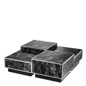 Jagger Nero Marquina Brushed Chrome Coffee Table Set