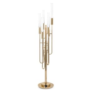 Saxton Brass Crystal Floor Lamp