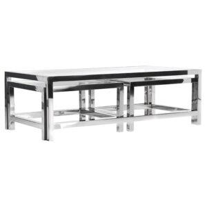 Metropolis Chrome Glass Coffee Table Set 150cm