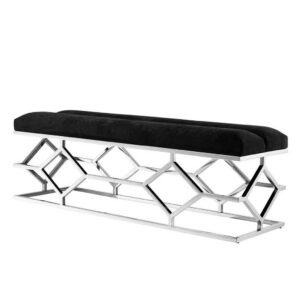 Trellis Black Velvet Chrome Bench