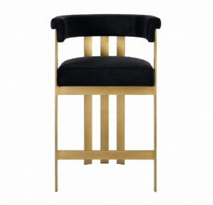 Club Black Velvet Brass Counter Stool