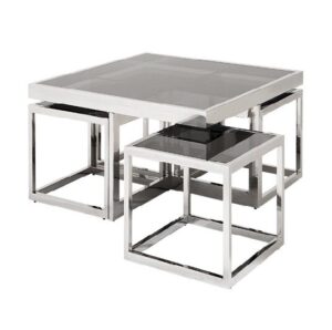 Missoni Chrome Smoked Glass Nest Table Set