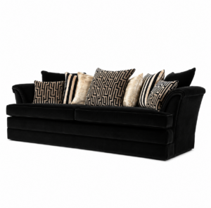 Sovereign Black Velvet Sofa 262cm