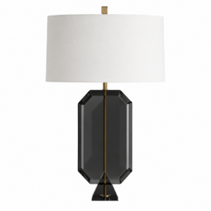Tiffany Black Crystal Brass Table Lamp with White Shade
