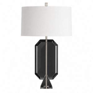Tiffany Black Crystal Nickel Table Lamp with White Shade