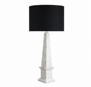 Obelisque Carrara Marble Table Lamp with Black Shade 85cm