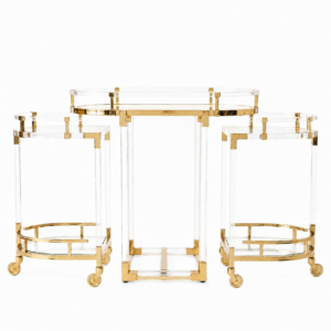 Dorchester Lucite Brass Bar Cart
