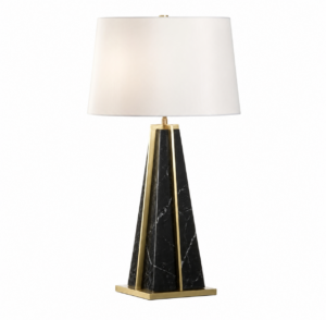 Luxor Nero Marble Gold Lamp with White Shade 80cm