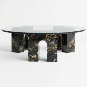 Gateway Portoro Marble Glass Coffee Table