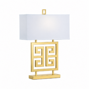 Eros Gold Table Lamp with White Linen Shade